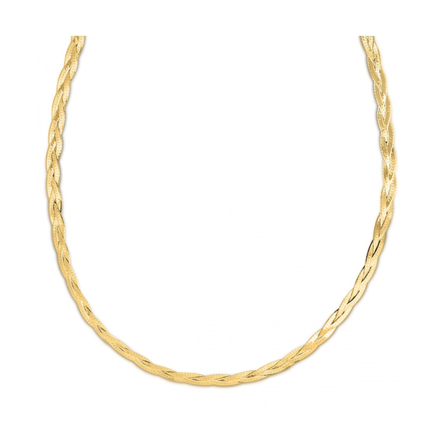 14k Yellow Gold Braided Herringbone Chain (3.20 mm) Bids.com