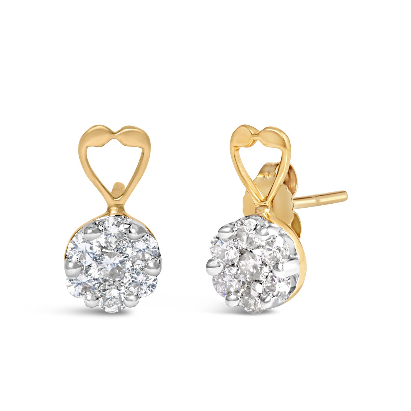 14K Yellow Gold 1ct. TDW Round-cut Diamond Earrings (I-J,SI2-I1) Bids.com