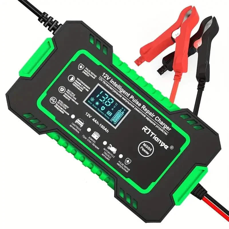 12V Intelligent Pulse Repair Smart Battery Charger with LCD Display DailySale