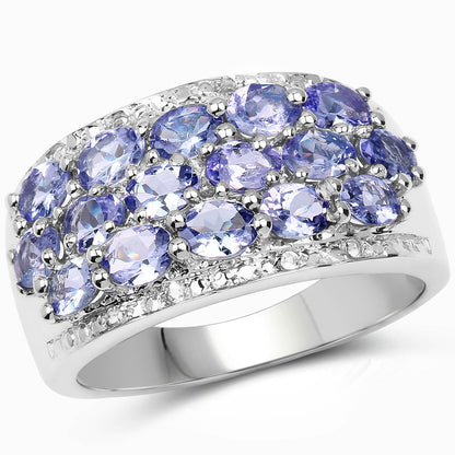 2.76 Carat Genuine Tanzanite and White Topaz .925 Sterling Silver Ring Bids.com