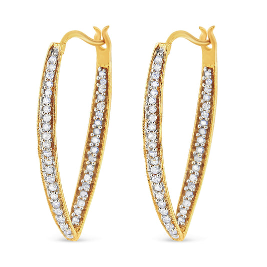 10K Yellow Gold 1/2 Cttw Round-Cut Diamond Modern Hoop Earrings (I-J Color, I2-I3 Clarity) Bids.com