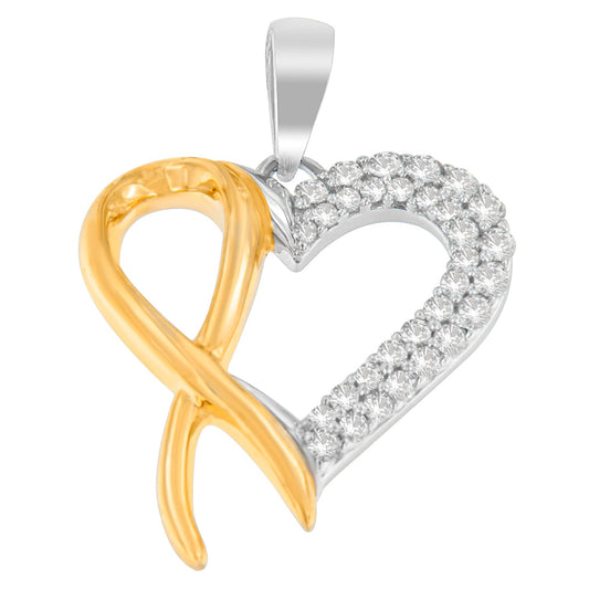 .925 Sterling Silver Two Toned 1/4 cttw Round Cut Diamond Pendant Necklace (H-I, I2-I3) Bids.com