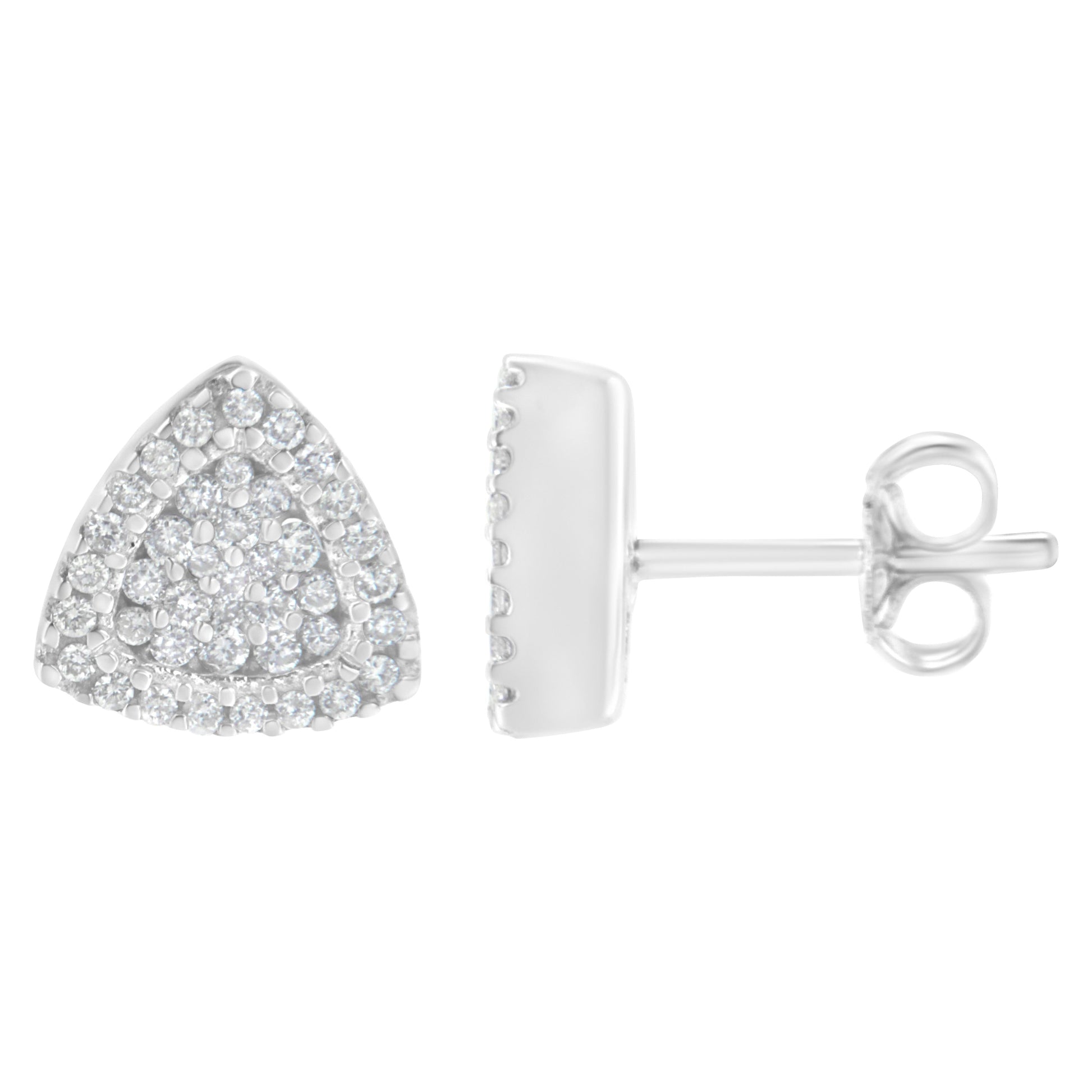 14K White Gold 1/2 cttw Trillion Shaped Diamond Stud Earrings (H-I Clarity, SI2-I1 Color) Bids.com