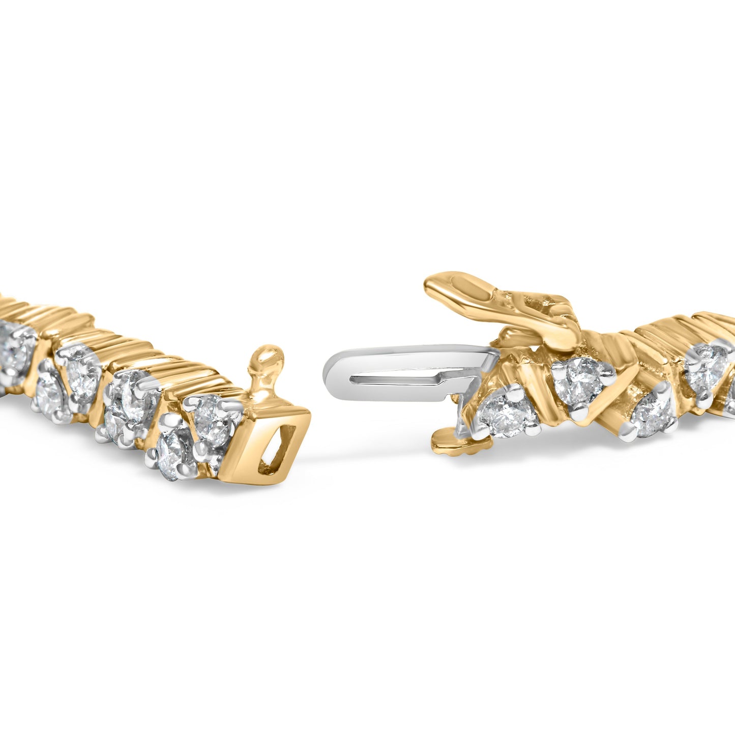 14K Yellow Gold 4.00 Cttw Diamond Triangle Link Tennis Bracelet (H-I Color, I1-I2 Clarity) - 7" Inches Bids.com