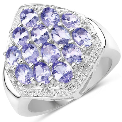 2.41 Carat Genuine Tanzanite and White Topaz .925 Sterling Silver Ring Bids.com