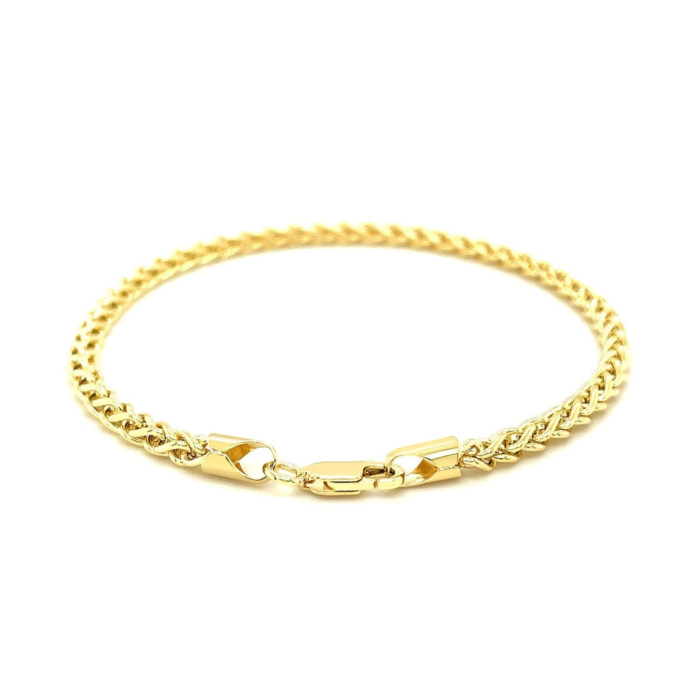 3.3mm 14k Yellow Gold Light Weight Wheat Bracelet Bids.com