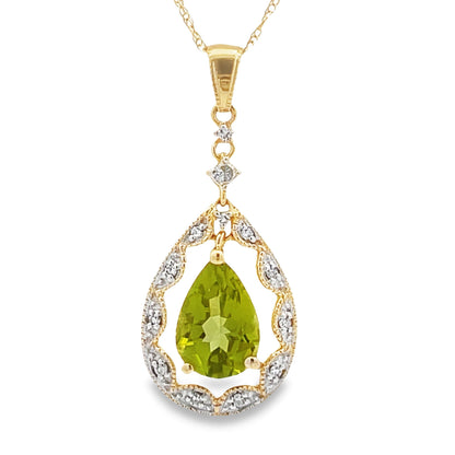 Peridot Diamond Fashion Pendants 14KT Yellow Gold Bids.com