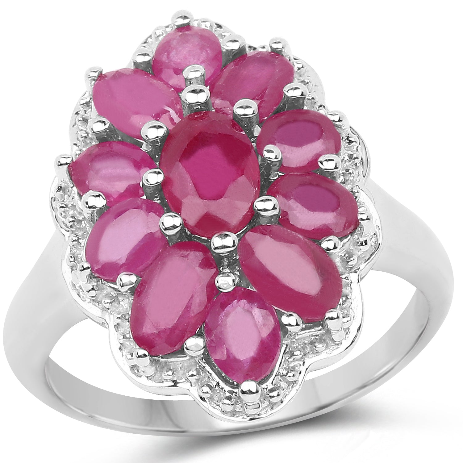 3.05 Carat Glass Filled Ruby .925 Sterling Silver Ring Bids.com