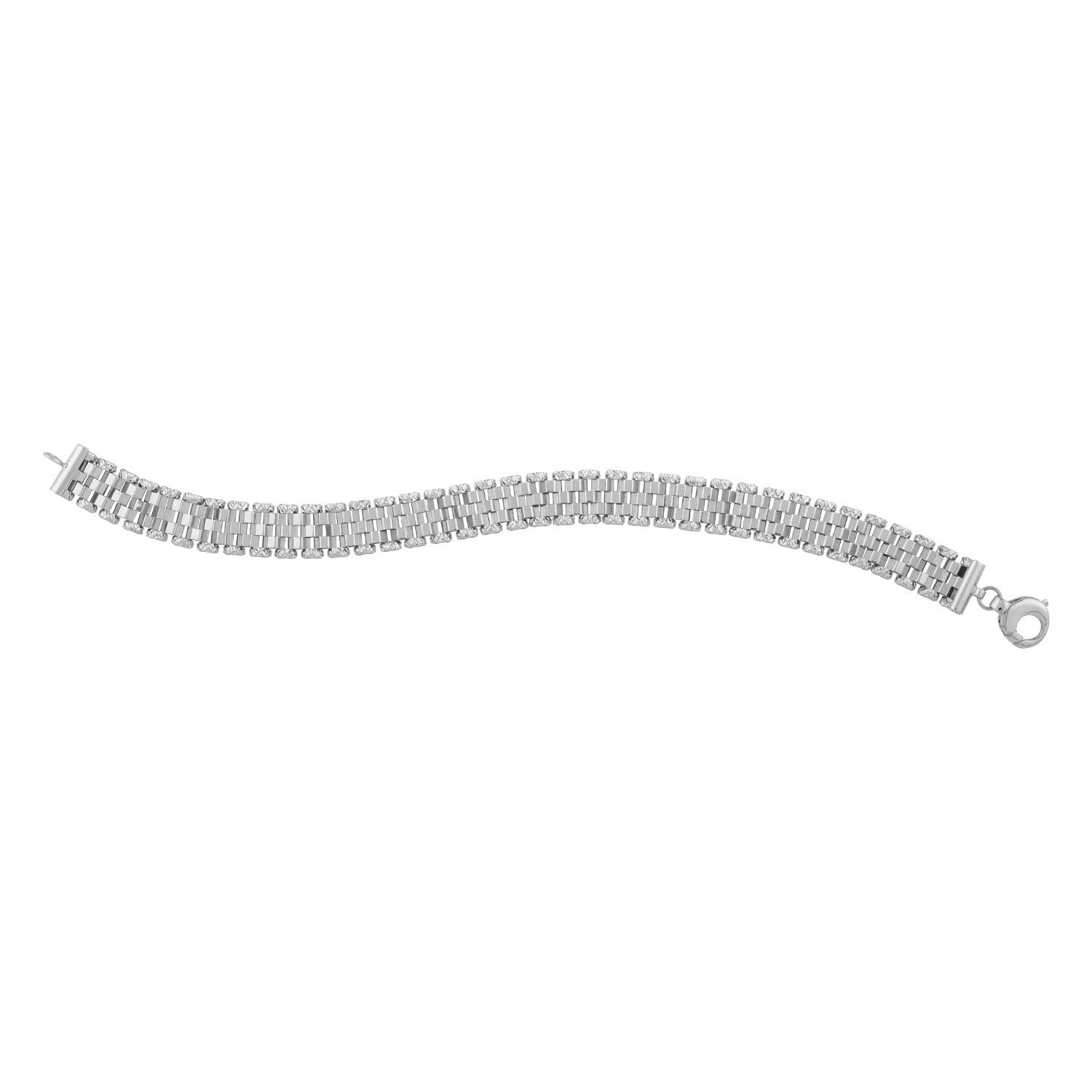 14k White Gold Faceted Panther Link Chain Bracelet Bids.com