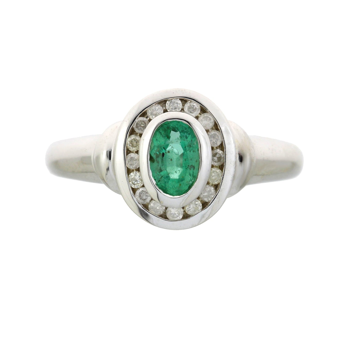 Natural .60ct Emerald Diamond Ring 10KT White Gold Bids.com