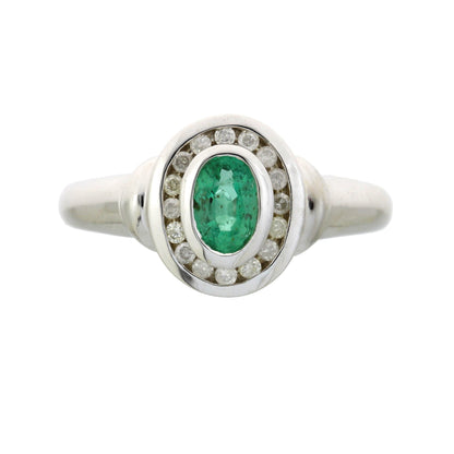 Natural .60ct Emerald Diamond Ring 10KT White Gold Bids.com