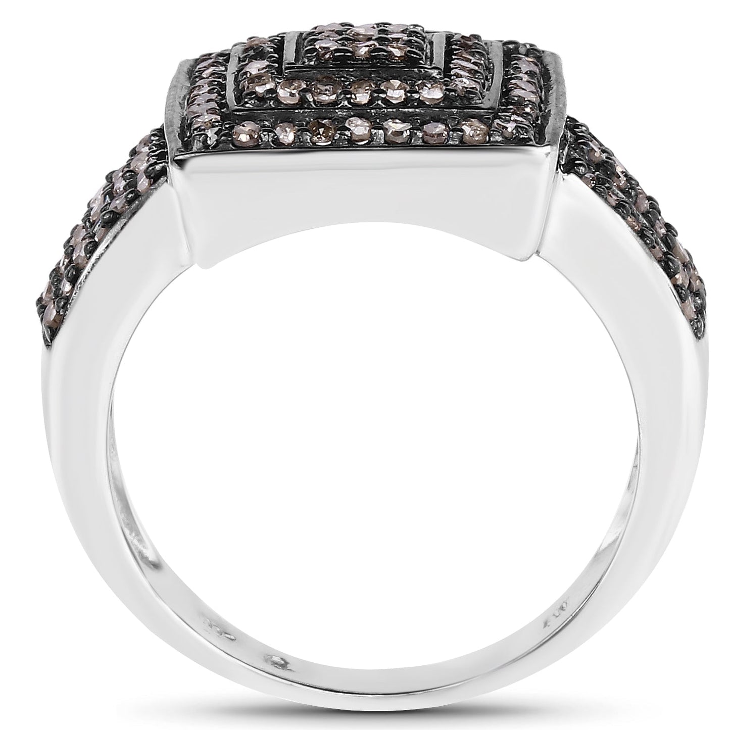 0.42 Carat Genuine Champagne Diamond .925 Sterling Silver Ring Bids.com