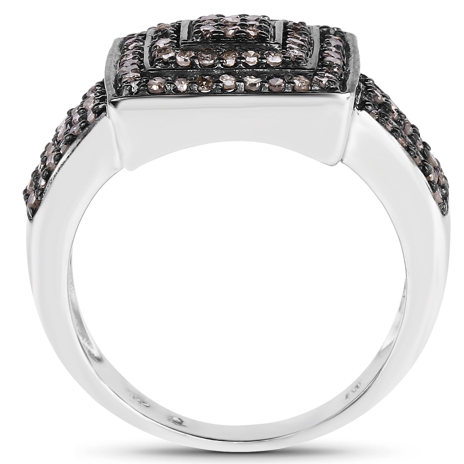 0.42 Carat Genuine Champagne Diamond .925 Sterling Silver Ring Bids.com