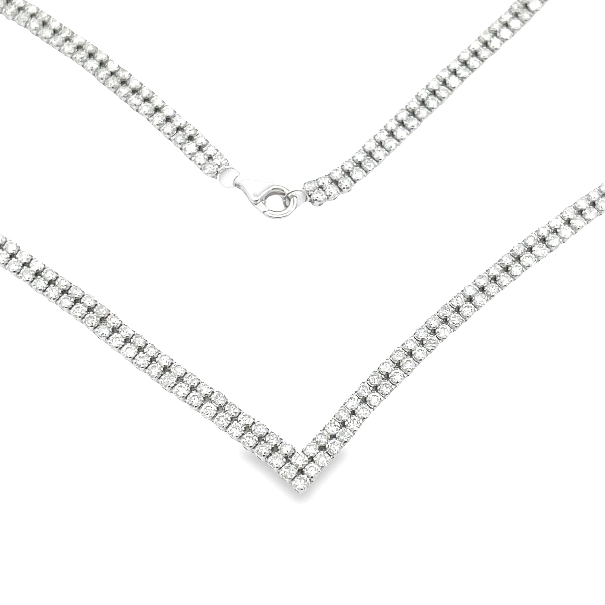 Natural 7.00ct Diamond Tennis Necklace 14KT White Gold Bids.com