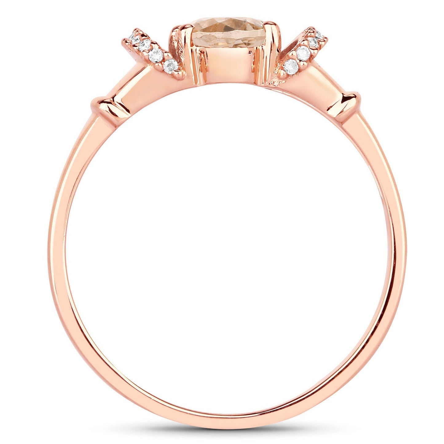 0.75 Carat Genuine Morganite and White Diamond 14K Rose Gold Ring Bids.com