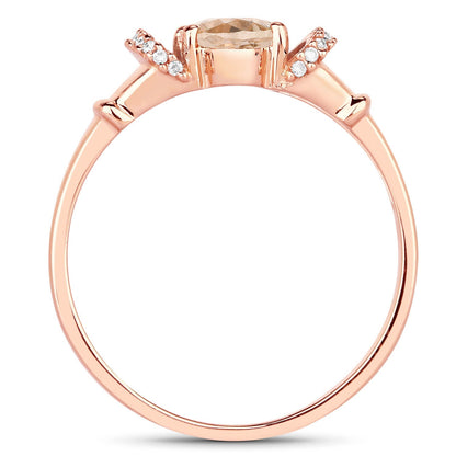 0.75 Carat Genuine Morganite and White Diamond 14K Rose Gold Ring Bids.com