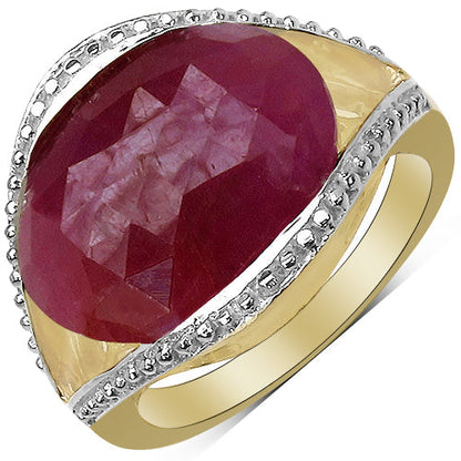 14K Yellow Gold Plated 9.29 Carat Genuine Pink Sapphire & White Diamond .925 Sterling Silver Ring Bids.com