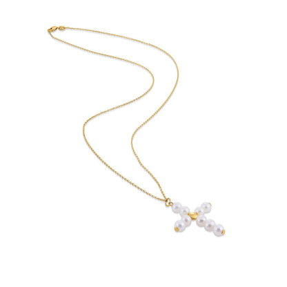 14k Yellow Gold Pearl Cross Pendant Bids.com