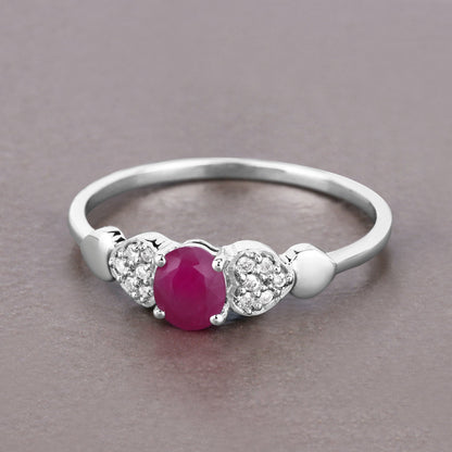 0.36 Carat Genuine Ruby and White Diamond 14K White Gold Ring Bids.com