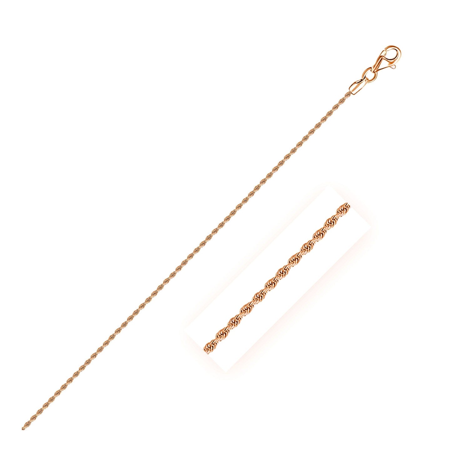 14k Rose Gold Solid Diamond Cut Rope Chain 1.5mm Bids.com