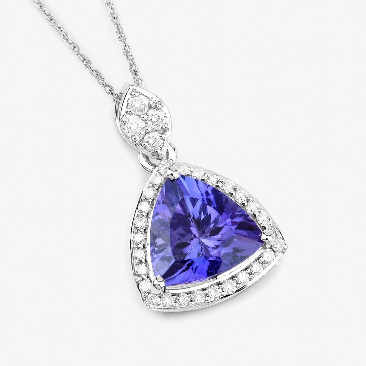 1.71 Carat Genuine Tanzanite and White Diamond 14K White Gold Pendant Bids.com