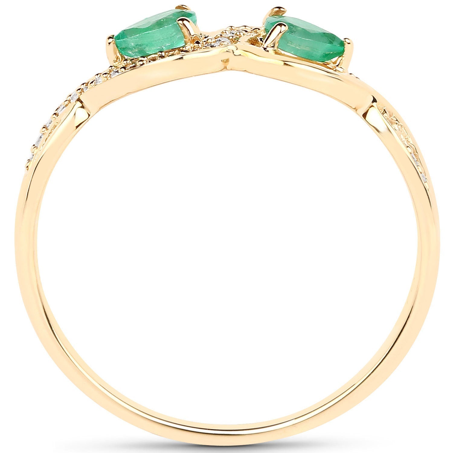 0.35 Carat Genuine Zambian Emerald and White Diamond 14K Yellow Gold Ring Bids.com