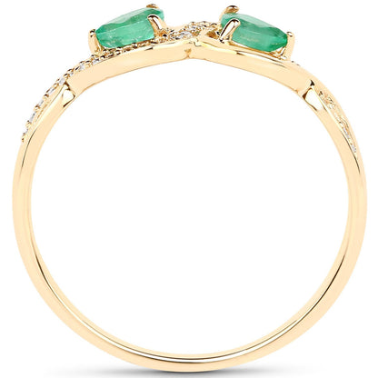 0.35 Carat Genuine Zambian Emerald and White Diamond 14K Yellow Gold Ring Bids.com