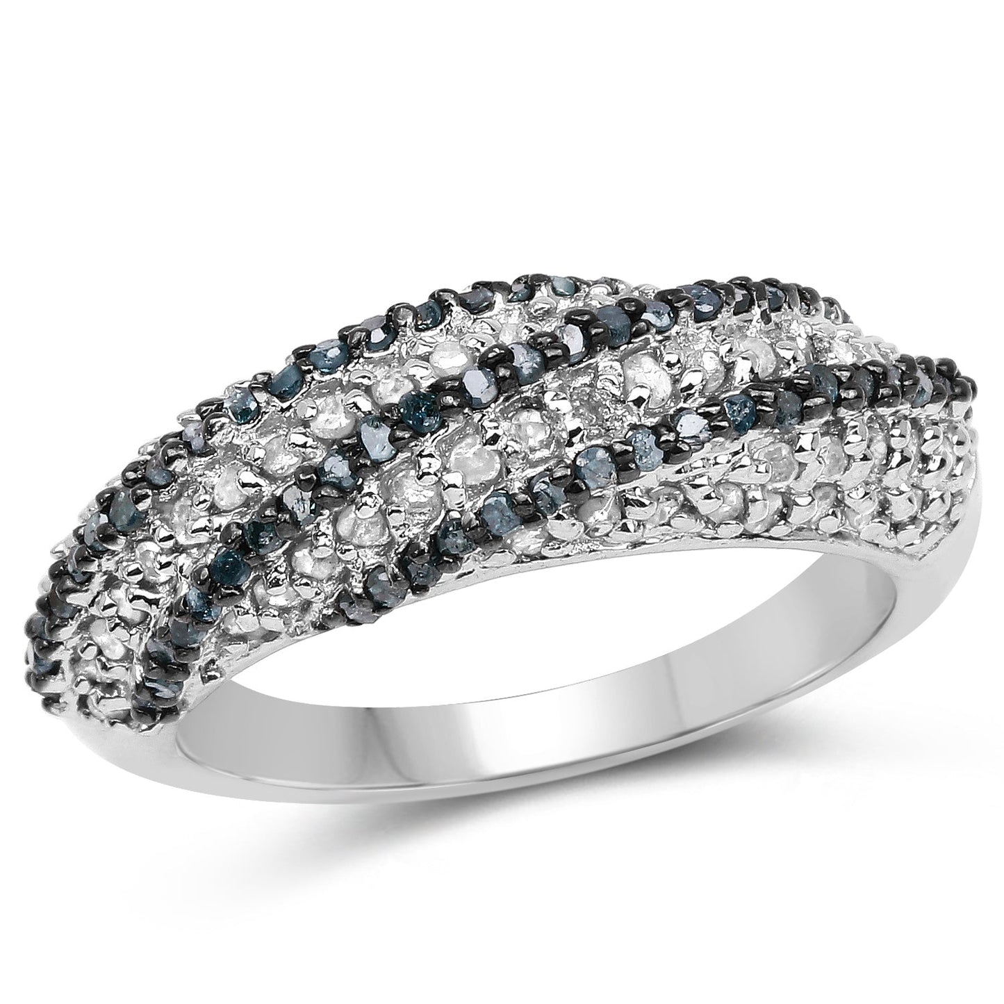 1.25 Carat Genuine Blue Diamond & White Diamond .925 Sterling Silver Ring Bids.com
