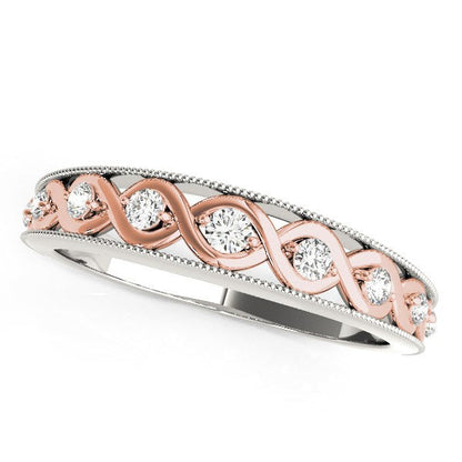 14k White And Rose Gold Infity Diamond Wedding Band (1/8 cttw) Bids.com