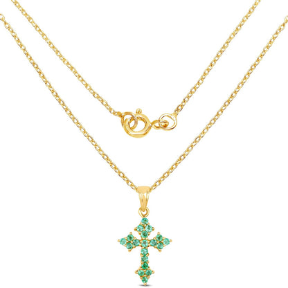 14K Yellow Gold Plated 1.05 Carat Genuine Zambian Emerald .925 Sterling Silver Pendant Bids.com