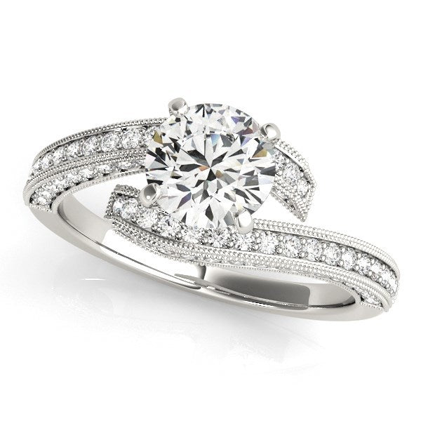 14k White Gold Round Diamond Bypass Style Engagement Ring (1 1/2 cttw) Bids.com