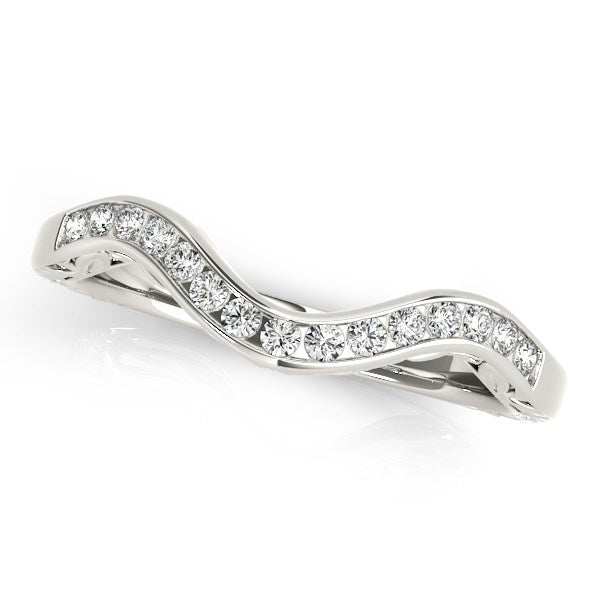 14k White Gold Curved Diamond Wedding Ring (1/10 cttw) Bids.com