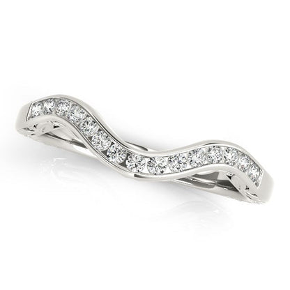 14k White Gold Curved Diamond Wedding Ring (1/10 cttw) Bids.com