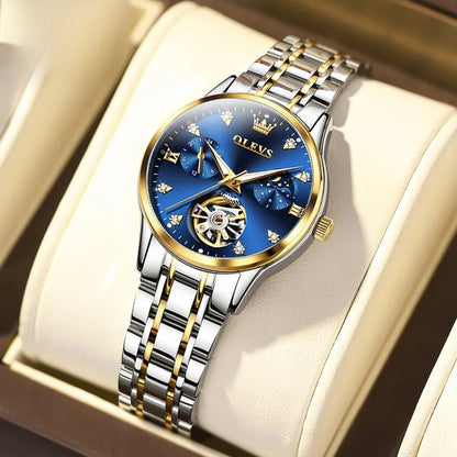 Women's Automatic Stainless Steel Watch Diamond Markers BandsCo Straps
