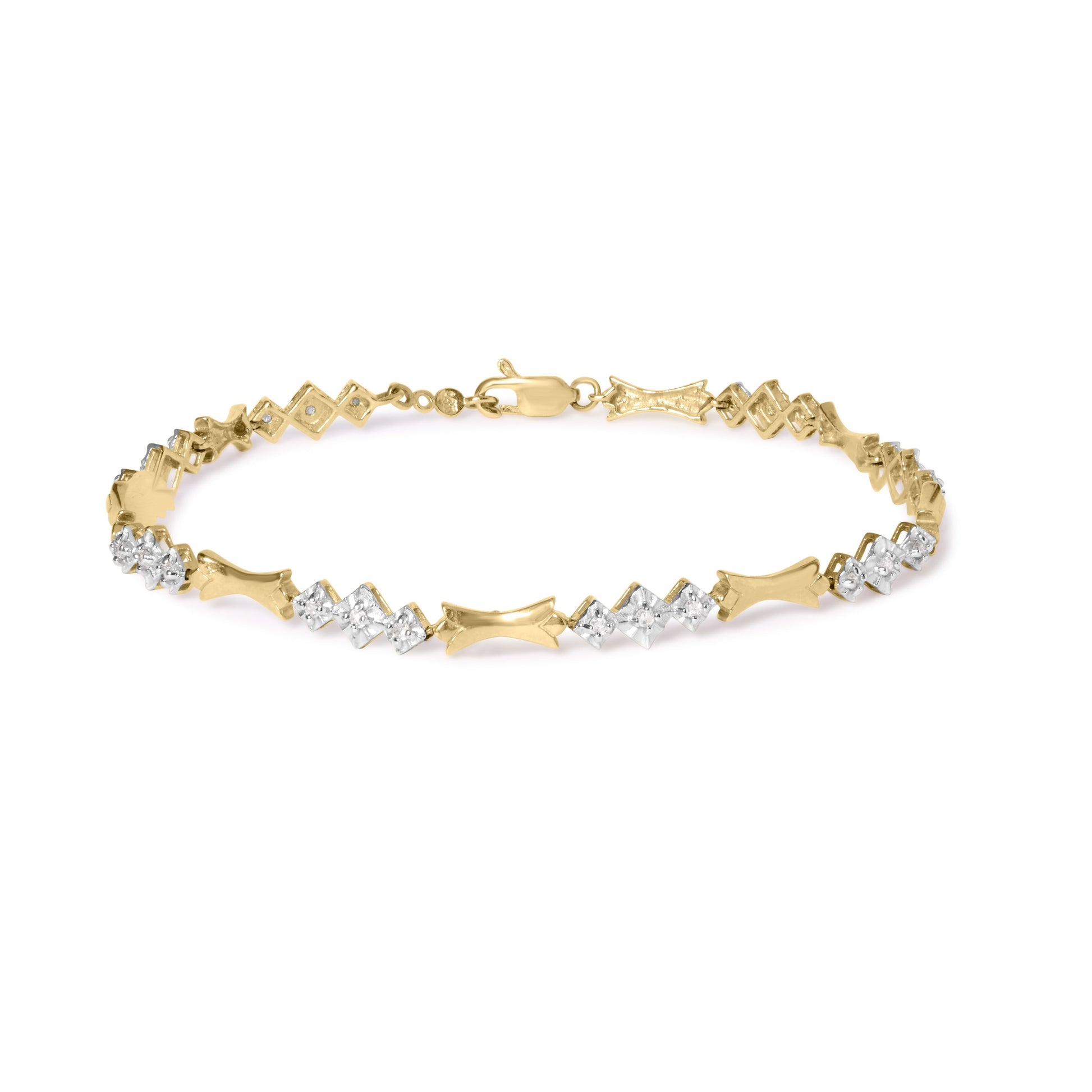 10k Gold 1/3 Cttw Diamond Miracle Set Alternating Bar and Link Bracelet (I-J Color, I1-I2 Clarity) - 7.75" Inches Bids.com