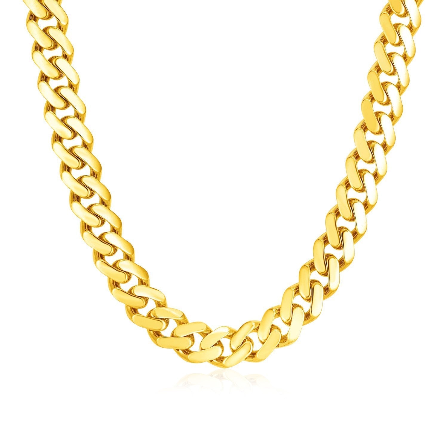 14k Yellow Gold Polished Miami Cuban Chain Necklace Bids.com