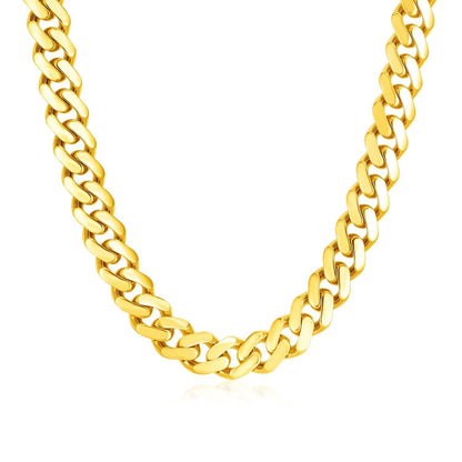 14k Yellow Gold Polished Miami Cuban Chain Necklace Bids.com