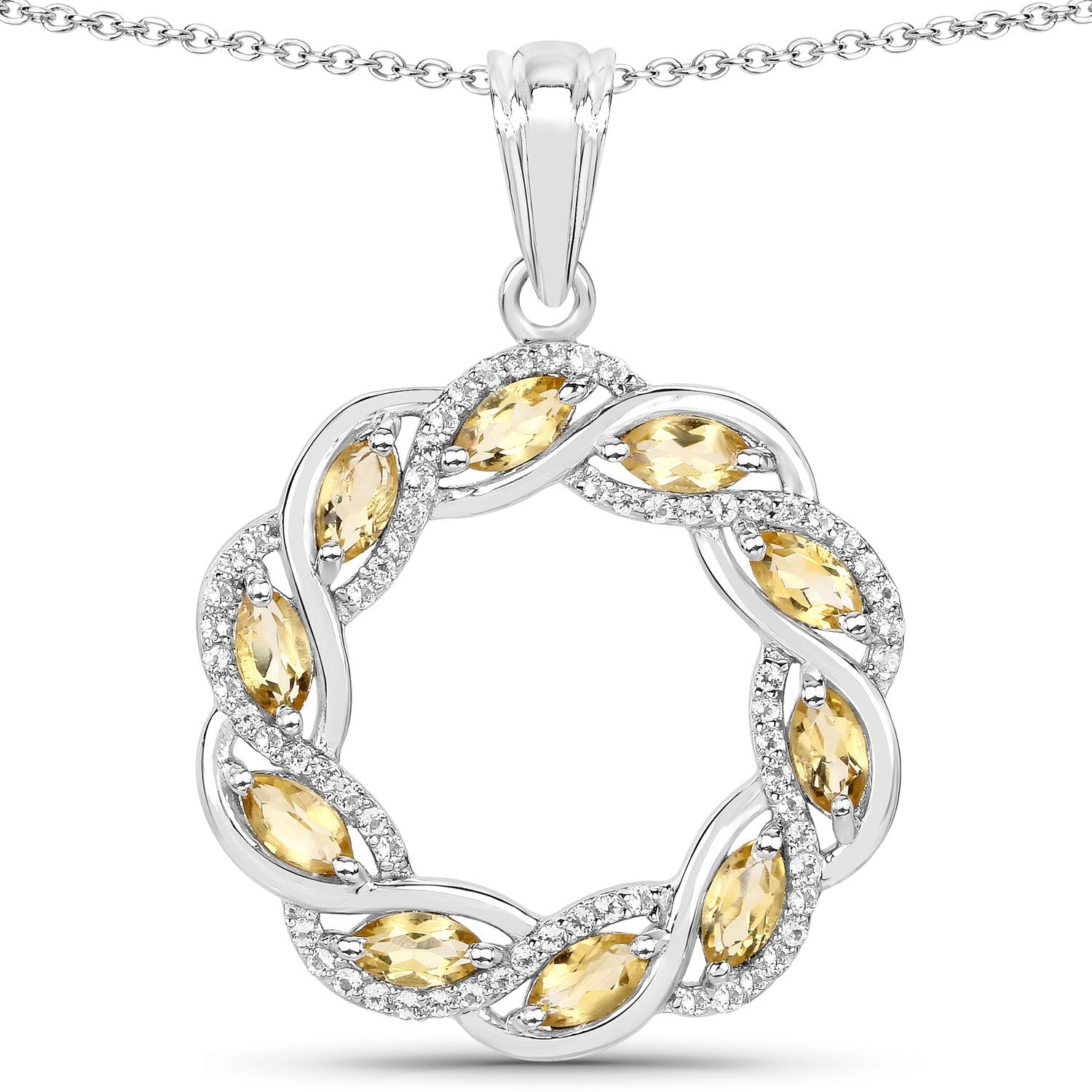 1.73 Carat Genuine Citrine and White Topaz .925 Sterling Silver Pendant Bids.com
