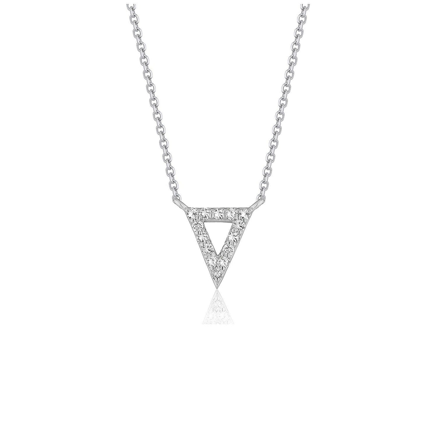 Diamond Inverted Triangle Pendant in 14k White Gold Bids.com