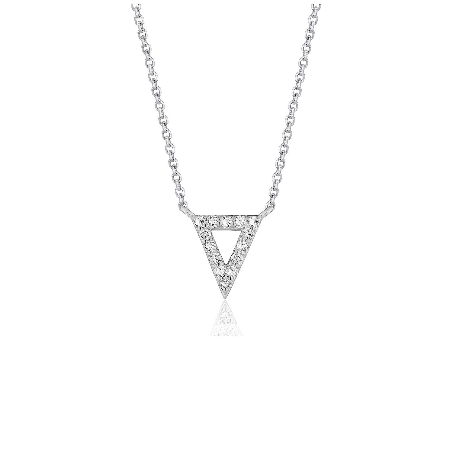 Diamond Inverted Triangle Pendant in 14k White Gold Bids.com