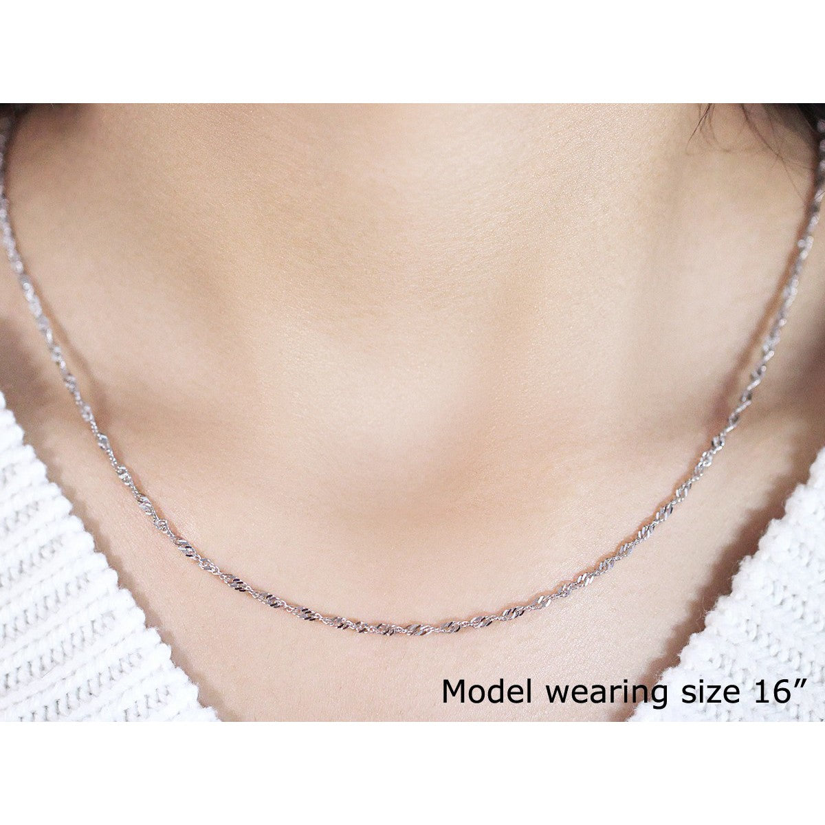 14k White Gold Singapore Chain 1.7mm Bids.com