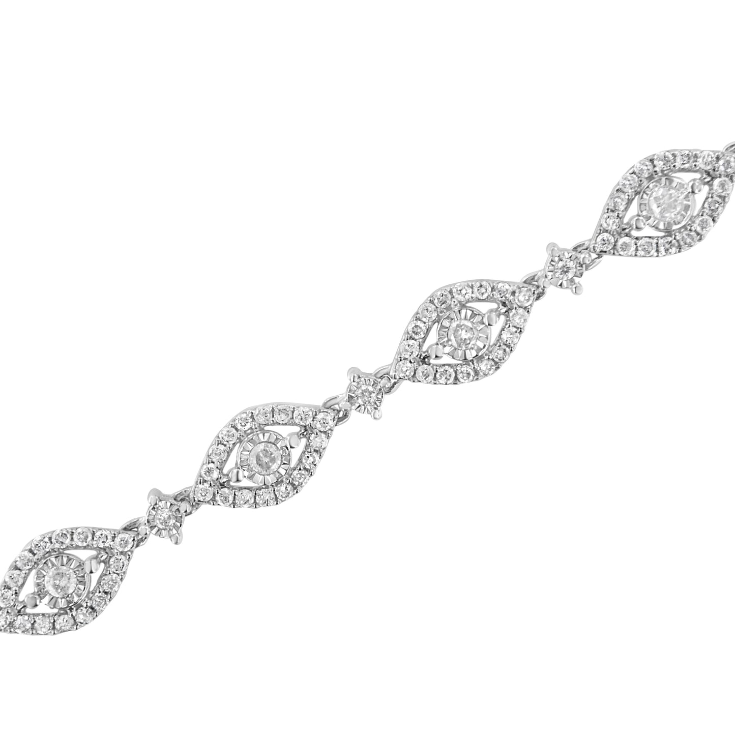 .925 Sterling Silver 2 1/2 Cttw Diamond Pear Shaped and Bezel Link Bracelet (I-J Color, I2-I3 Clarity) - 7.5 " Bids.com