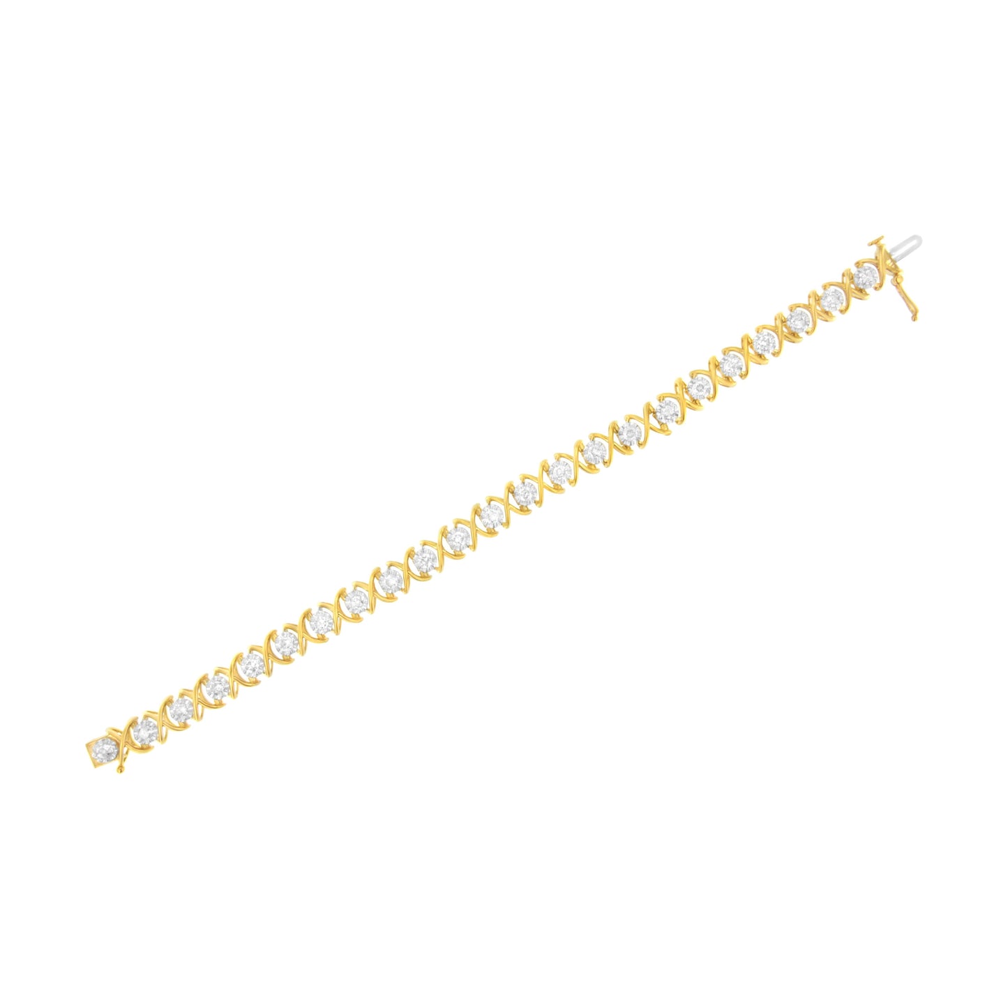 10K Yellow Gold Plated Sterling Silver 2 cttw Diamond "XOXO" Bracelet (J-K Clarity, I1-I2 Color) - Size 7.25" Bids.com