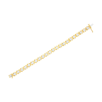 10K Yellow Gold Plated Sterling Silver 2 cttw Diamond "XOXO" Bracelet (J-K Clarity, I1-I2 Color) - Size 7.25" Bids.com