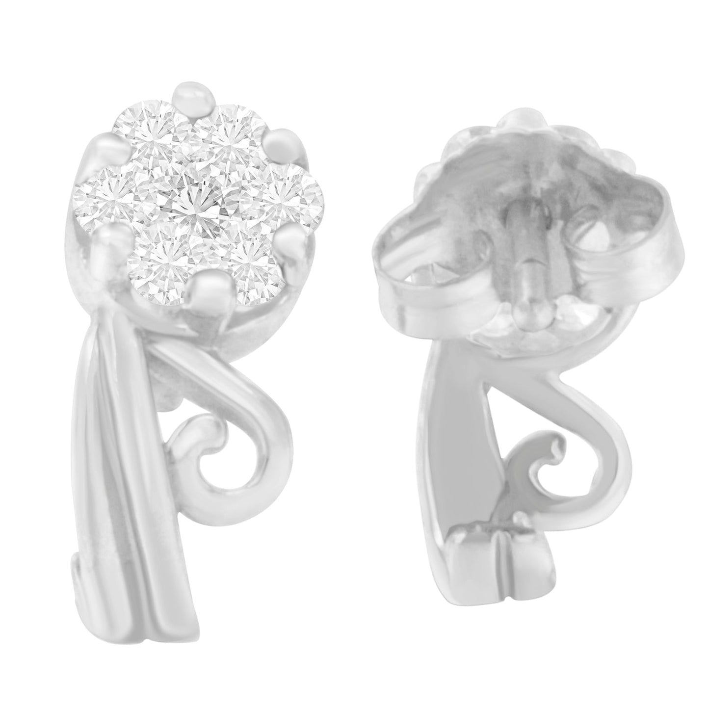 14K White Gold 1/2 cttw Round Cut Diamond Earrings (H-I, I1-I2) Bids.com