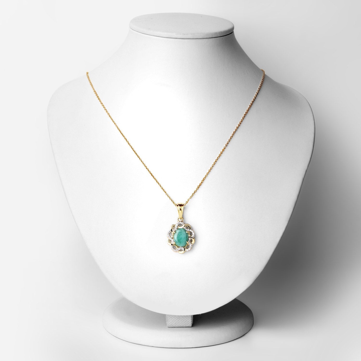 2.78 Carat Genuine Emerald and White Topaz .925 Sterling Silver Pendant Bids.com