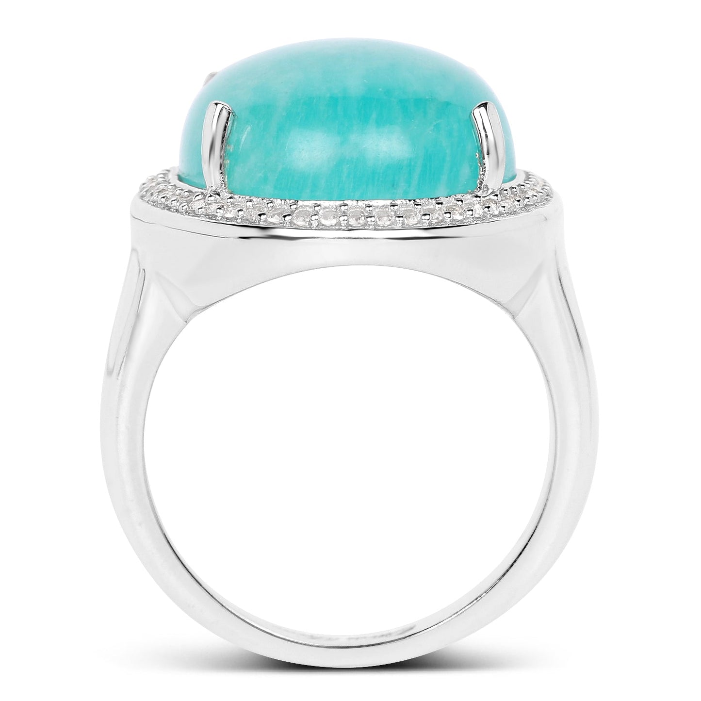 15.09 Carat Genuine Amazanite And White Topaz .925 Sterling Silver Ring Bids.com