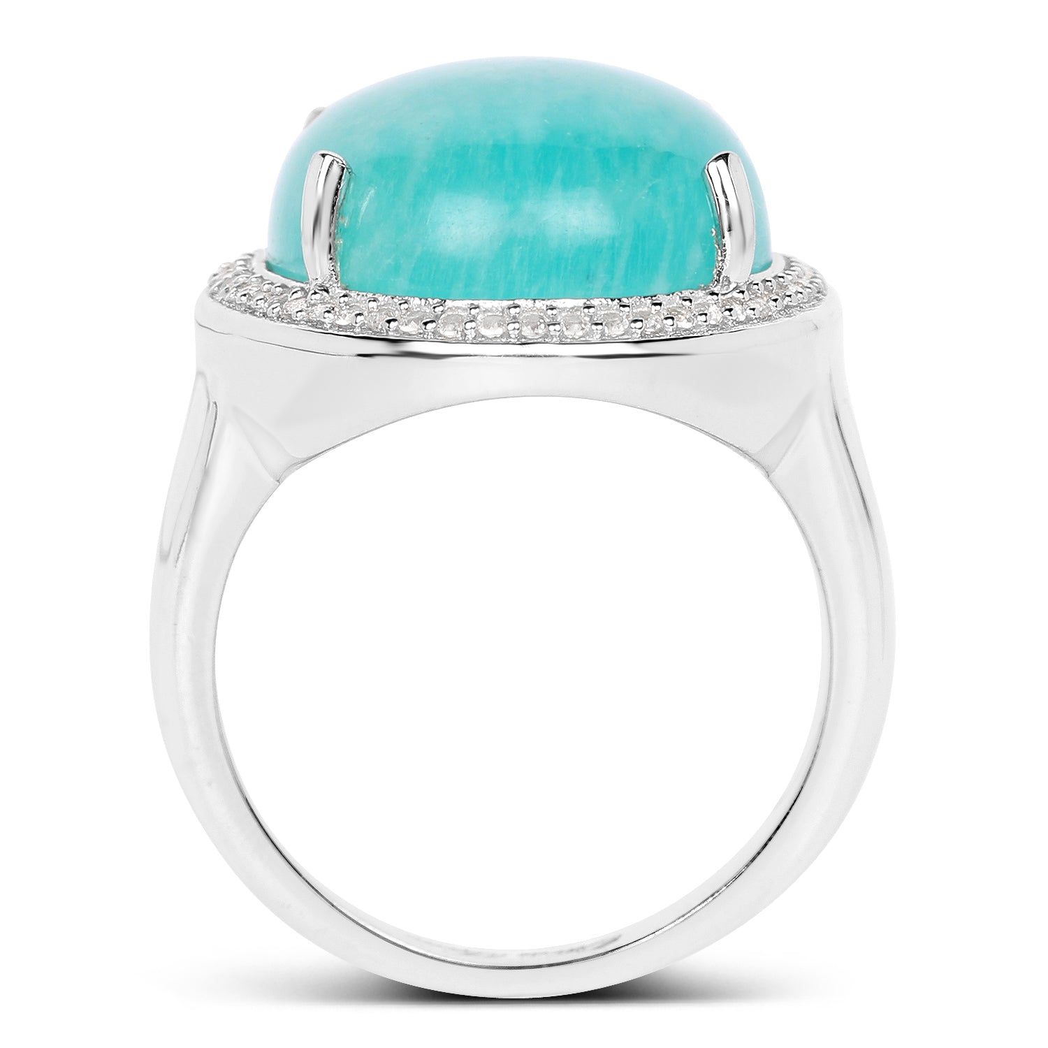 15.09 Carat Genuine Amazanite And White Topaz .925 Sterling Silver Ring Bids.com