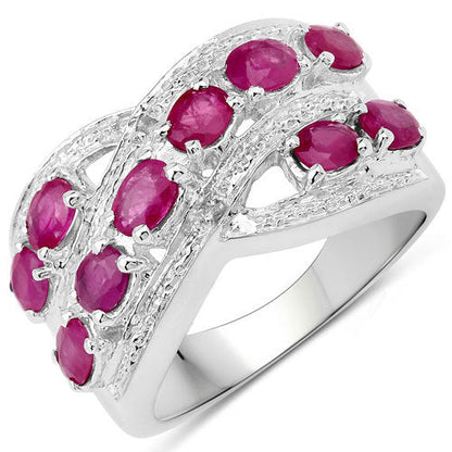 2.21 Carat Genuine Ruby and White Topaz .925 Sterling Silver Ring Bids.com
