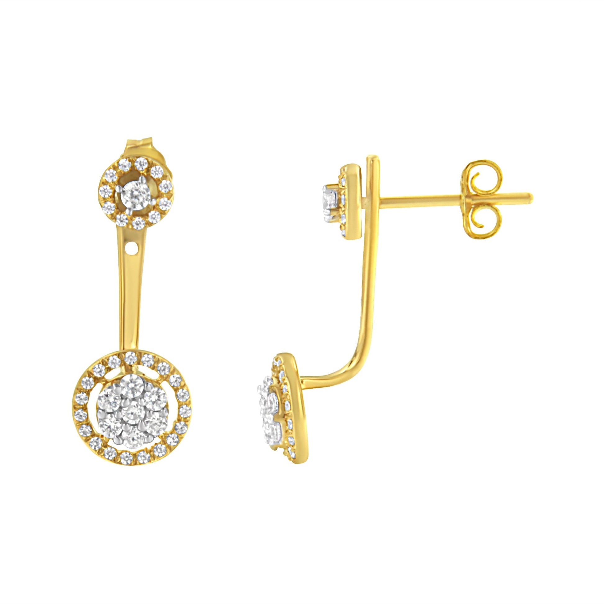 14K Yellow Gold Plated .925 Sterling Silver 5/8 Cttw Diamond Removable Stud and Dangle Earrings (I-J Color, I2-I3) Bids.com